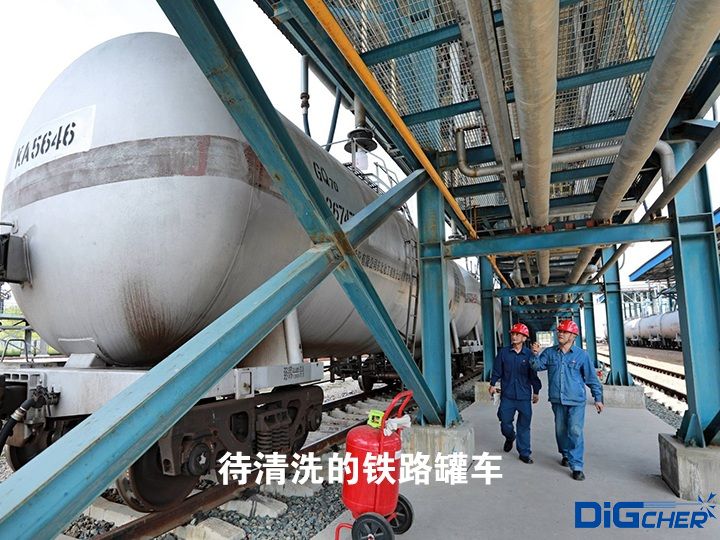 待清洗的鐵路罐車
